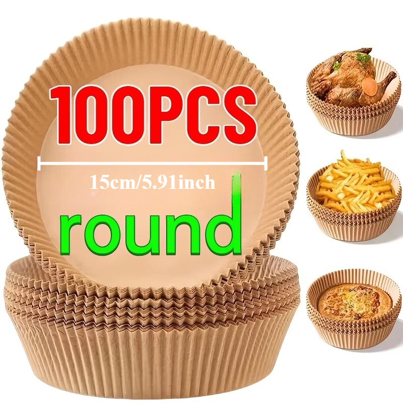 100pcs Large Circular Air Fryer Paper | High Temperature Resistant, Suitable for Oven, Microwave, Barbecue Cooking