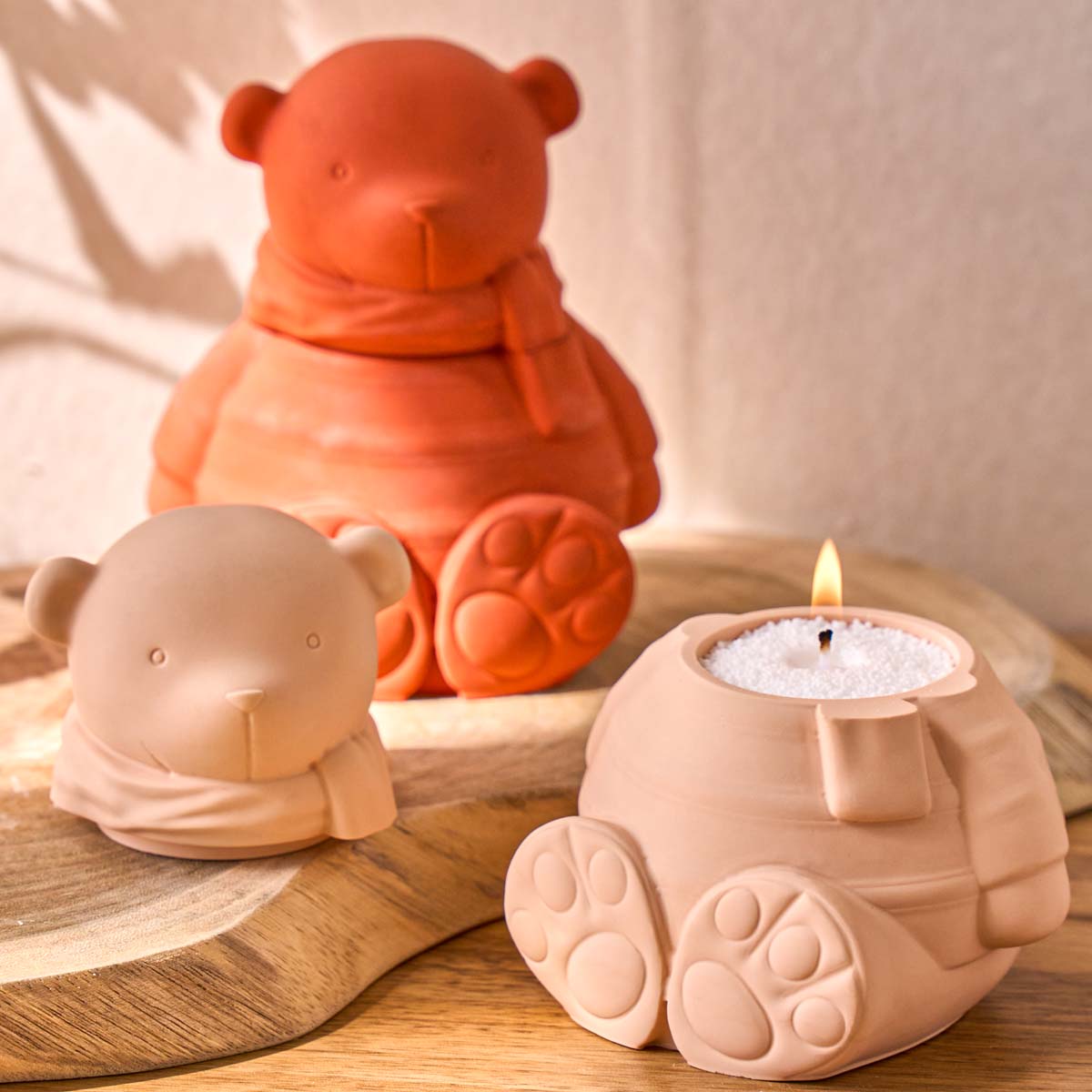 3D Cartoon Bear Candle Jar Silicone Mold DIY Scarf Animal Vase Casting Molds Gypsum Resin Storage Box Craft Making Supplies