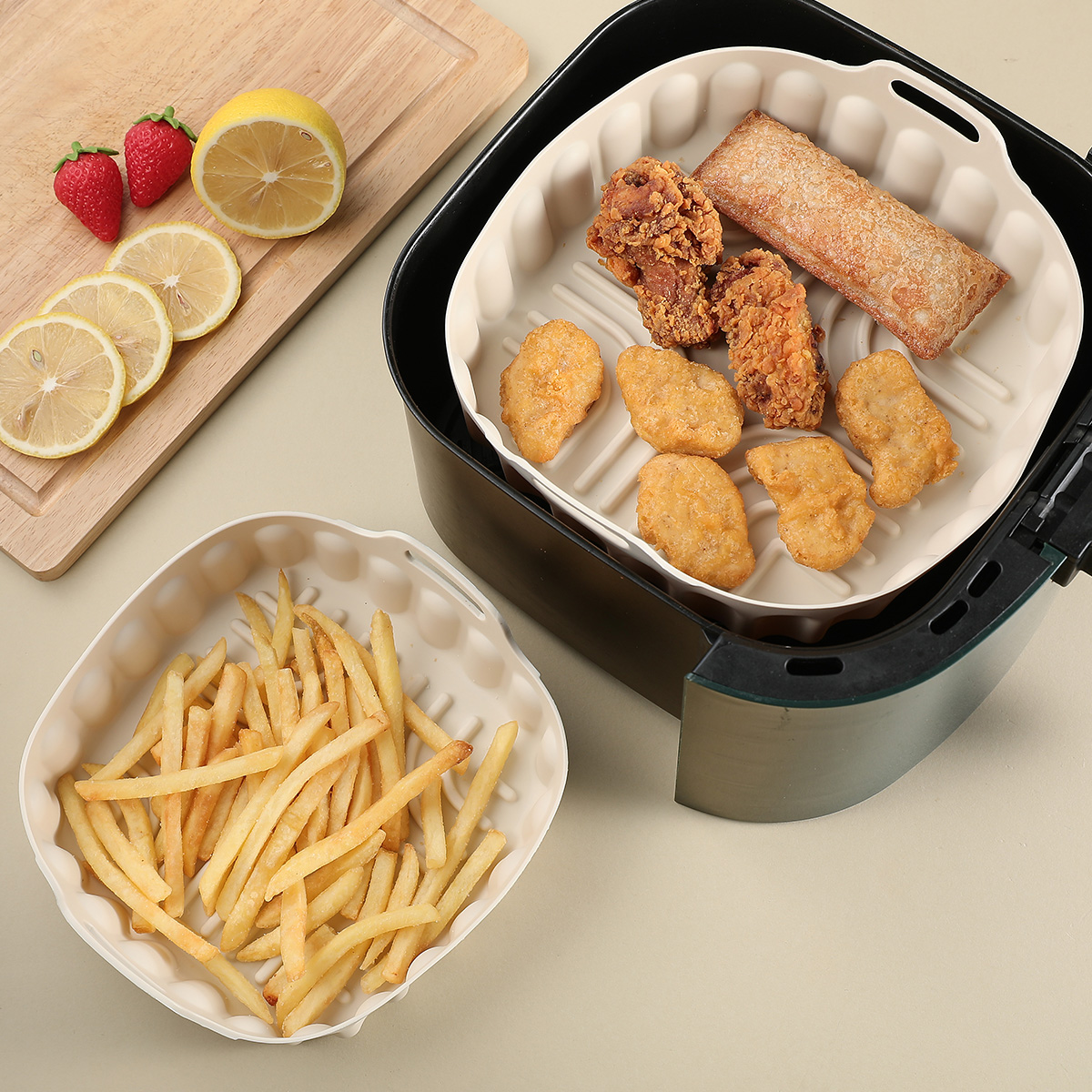 Hot-selling air fryer silicone tray, oven baking tray, frying basket pad, air fryer silicone pot, replacement baking tray, bakin