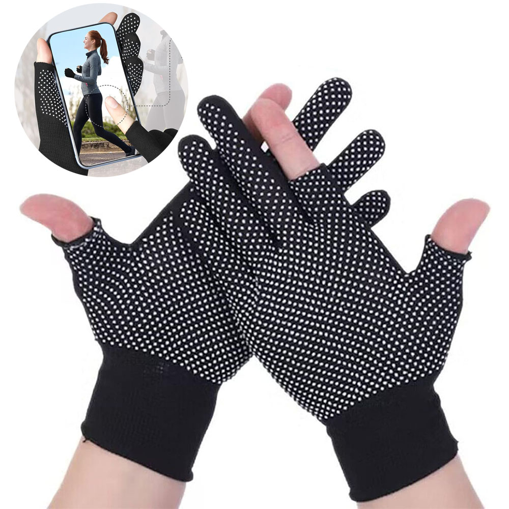 1 Pair Fingerless Camo Gloves Cycling Bike Sports Gloves for Men and Women Half Finger Anti-Slip Breathable Mittens