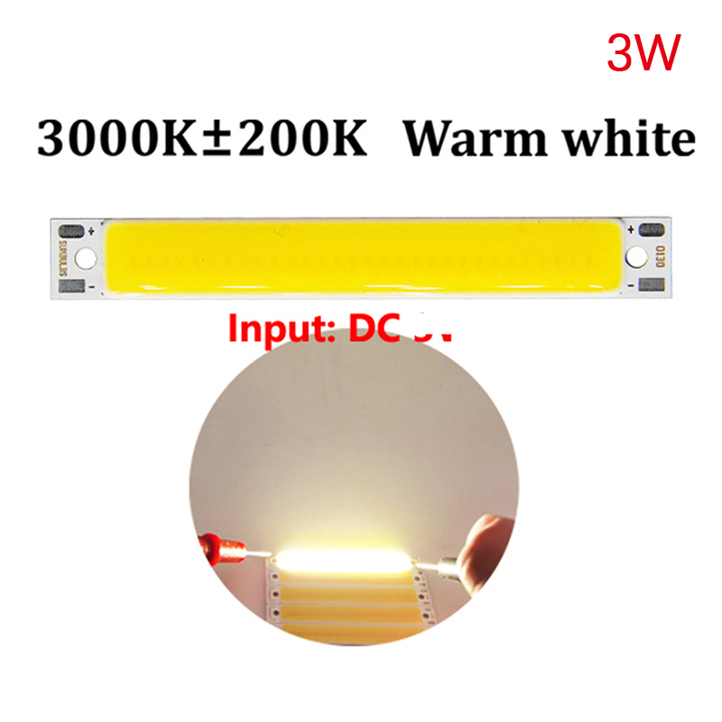 New 1PCS 3V 3.7V DC 60mm 8mm LED COB Strip 3W Warm Cold White Blue Red COB LED light source for DIY Bicycle work lamp