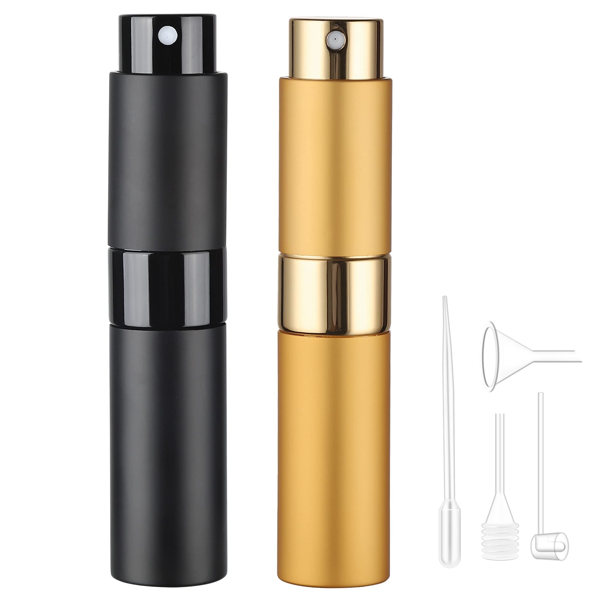 3pcs+4 Accessories 8ML Perfume Spray Bottle with 3 Spray Bottles, 1 Funnel, 1 Straw, 1 Dispenser, 1 Spring Straw