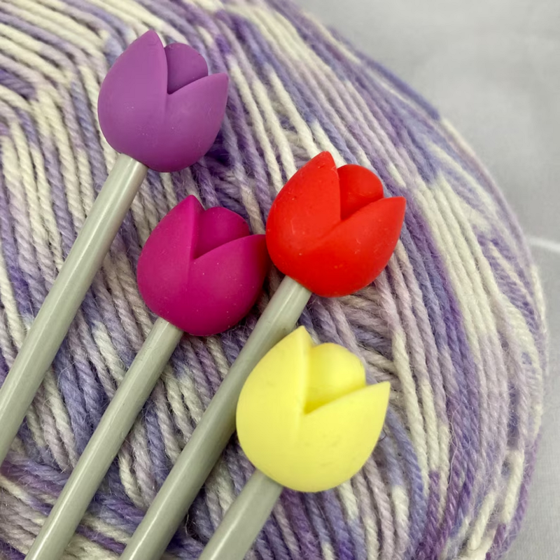 a pair Tulip Knitting Needle Stitch Savers Protectors Stoppers End Caps Knitting Accessories, for knitters