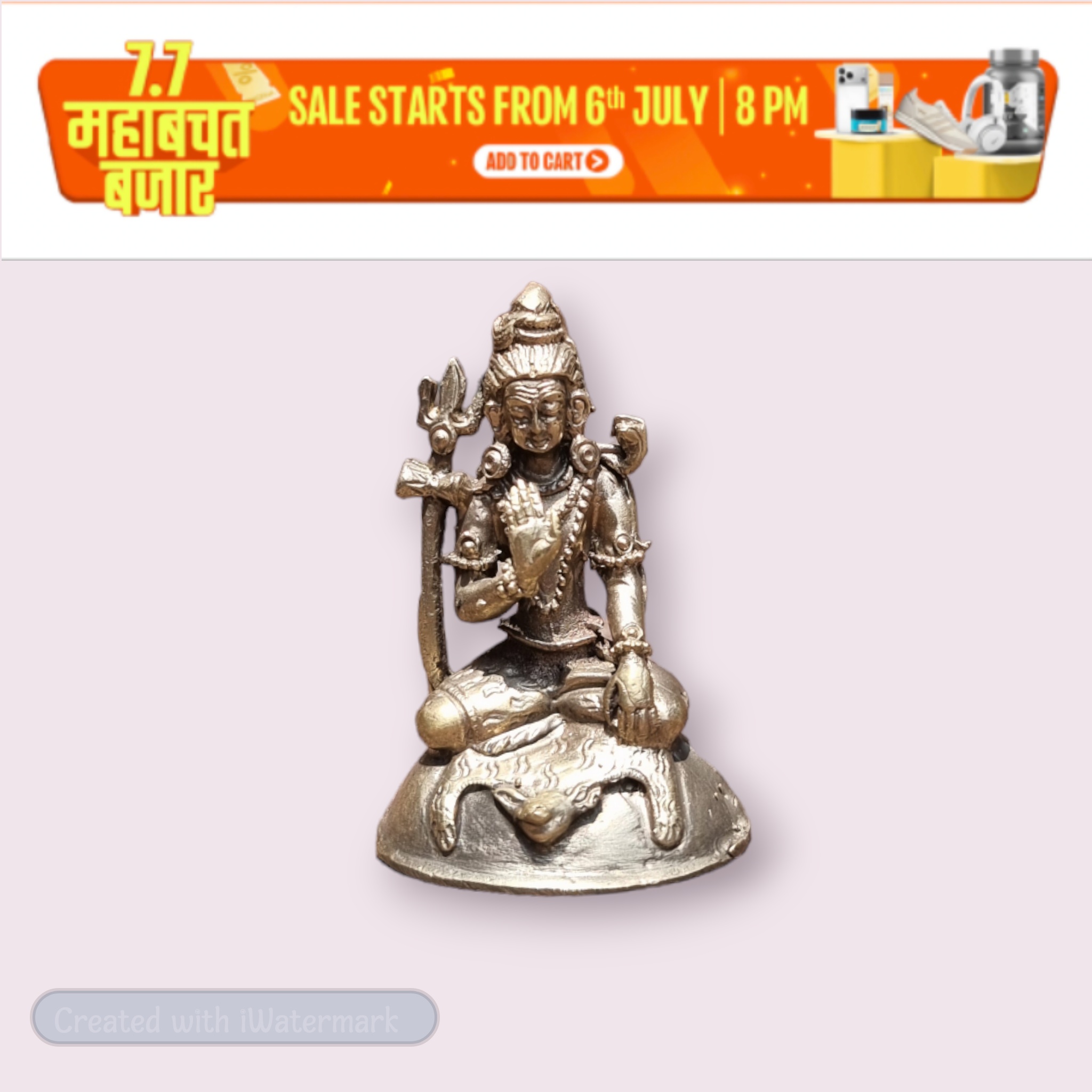 Brass Nepali/Handmade/Original - Mini Shiva/Mahadev - K - 2 inch/5.5 cm - Shiva sitting in Rock