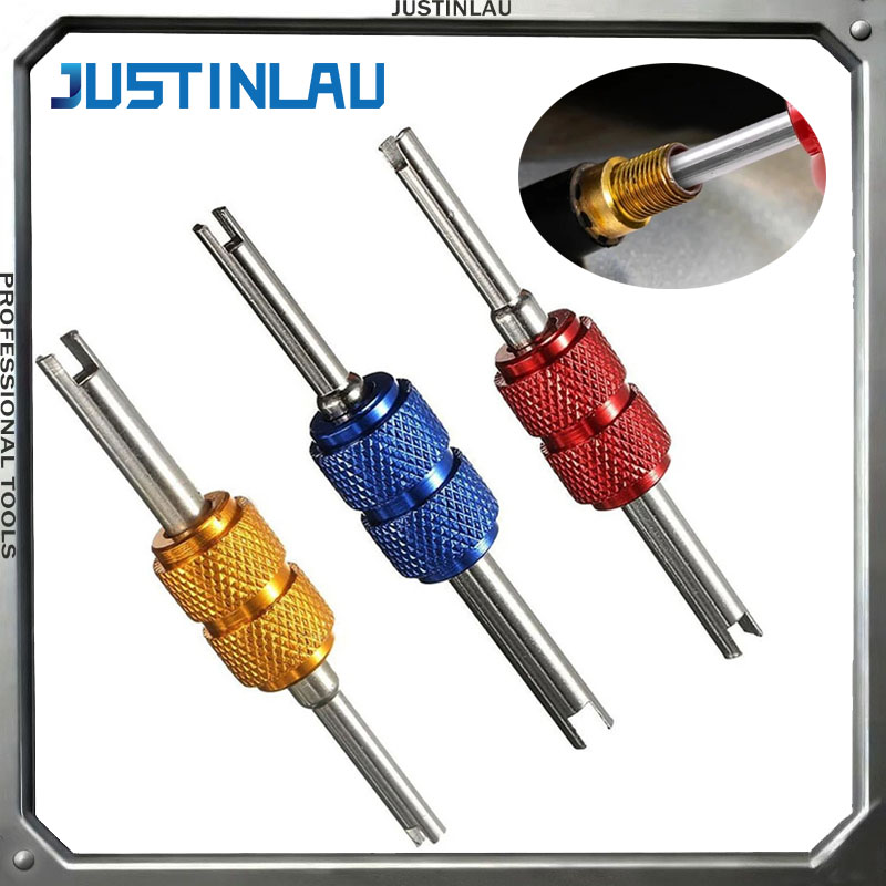 JUSTINLAU 1PC Aluminum Alloy Color Car Air Conditioning Valve Core Wrench Double Head Installation Tool Valve Core Disassembly