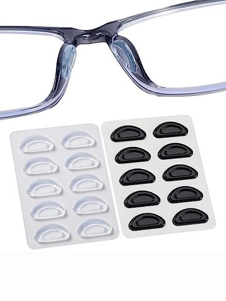 Eyeglasses Anti Slip Nose Pads Soft Silicone Adhesive Glasses Nose Pads for Frame Glasses Sunglasses(Black/Clear)