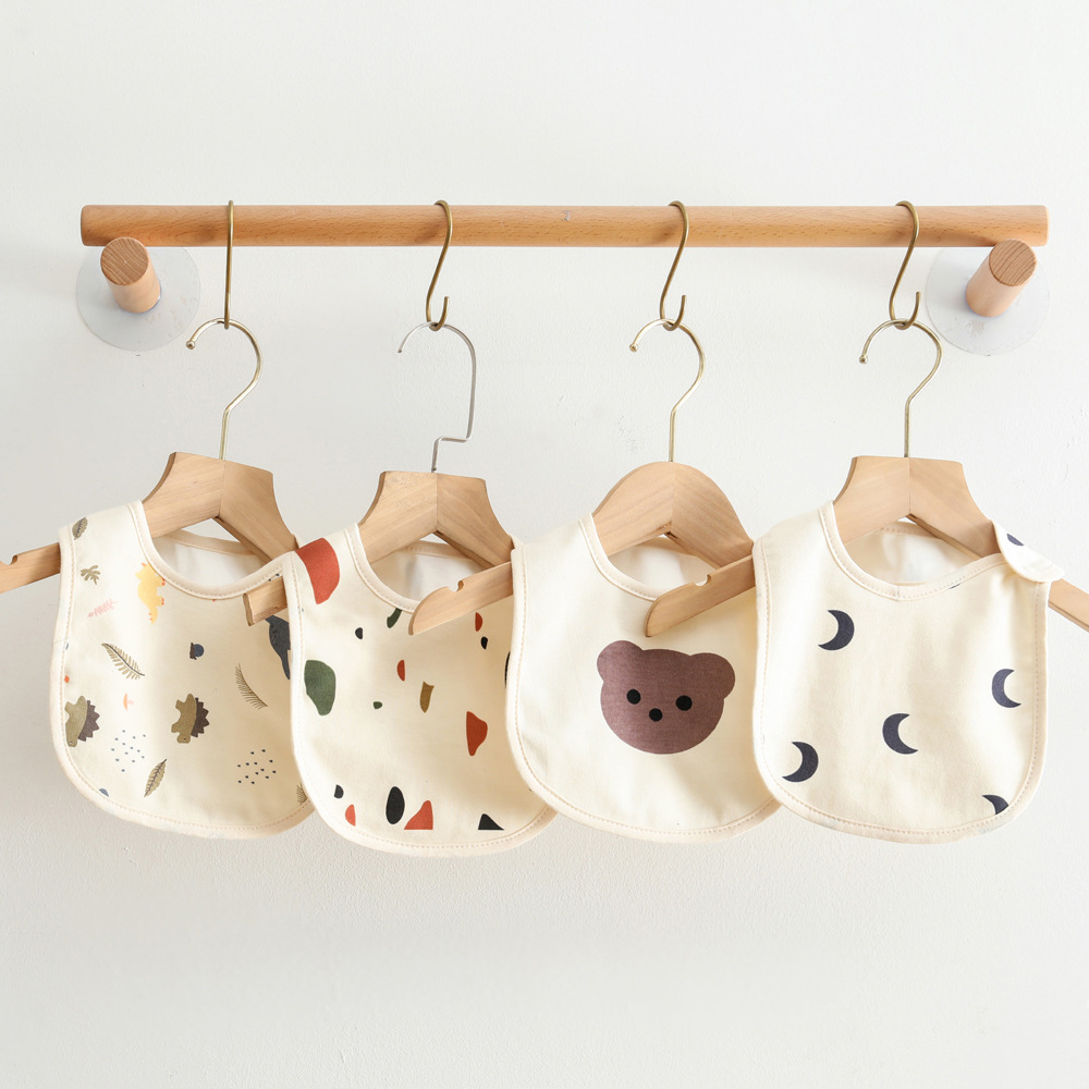 1Pcs Cotton Cartoon Double Sided Baby Bibs Baby Girls Saliva Towel Newborn Toddler Baby Boys Feeding Burp Cloths Bandana Scarf