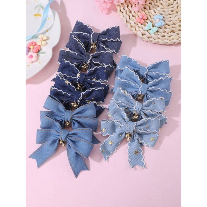 2/10pcs Cute Girls’ Bowknot & Heart Hair Clips Set, Sweet & Playful Hair Accessories for Daily Styling