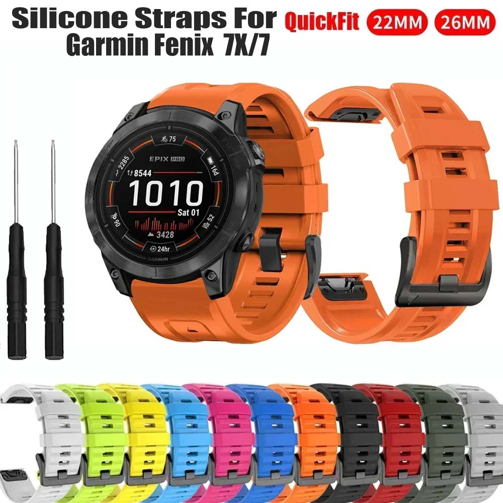 QuickFit 26MM 22MM Silicone Watch Band Straps For Garmin Fenix 6X 6Pro 7X 7 Easyfit Wristband Fenix 5X Plus Smartwatch Bracelet