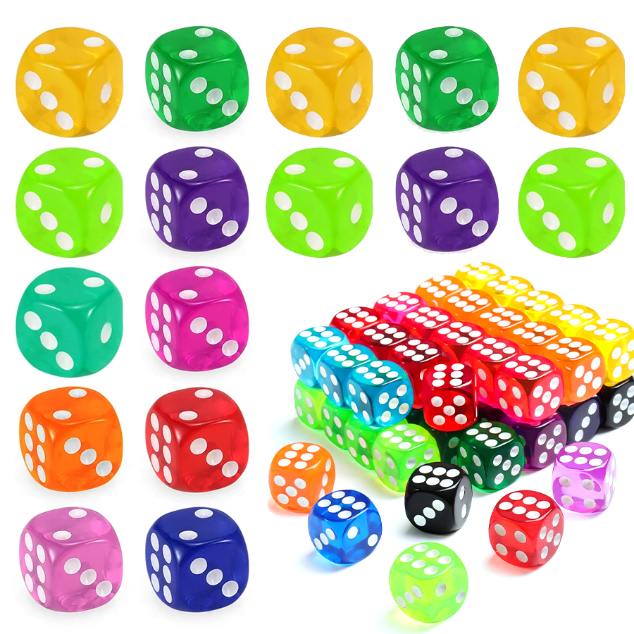 10-30pcs Transparent Acrylic 6-Sided 14mm Dice Club/Party/Family Board Game Drinking Dice Six Sided Sieve Interactive Toy