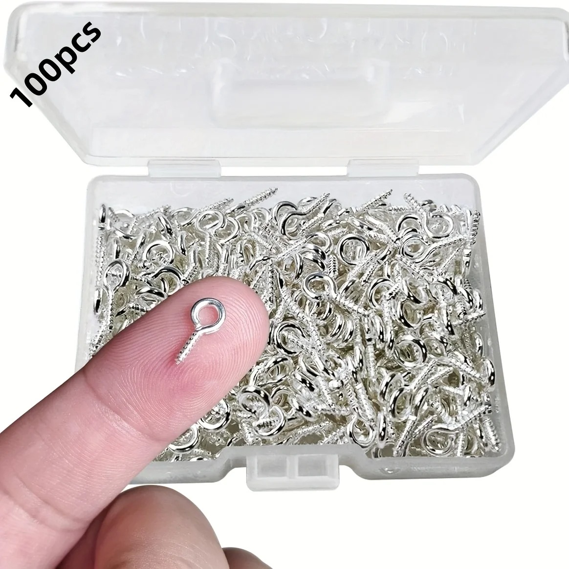 100pcs Mini Screw Eye Pin Pegs 8 x 4mm Hooks Self-Tapping Screws for Arts & Crafts Cork Top Bottles DIY Jewelry Making