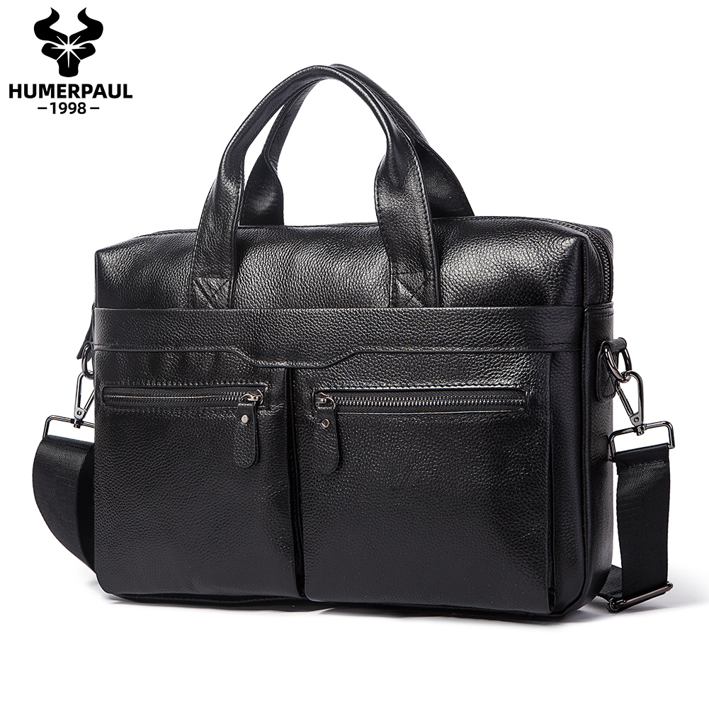 Brand Natural Genuine Leather Men bag 15 inch Laptop Bag Handbags Fashion Business Briefcases Large Capacity Shoulder Bags