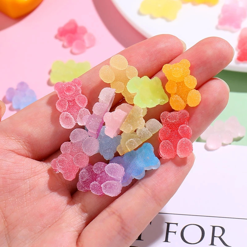 10pcs/Bag Gummy Bear Nail Charm Decoration 3D Kawaii Resin Accessorie Soft Candy Rhinestones For Nails DIY Manicure Jewelry Tool
