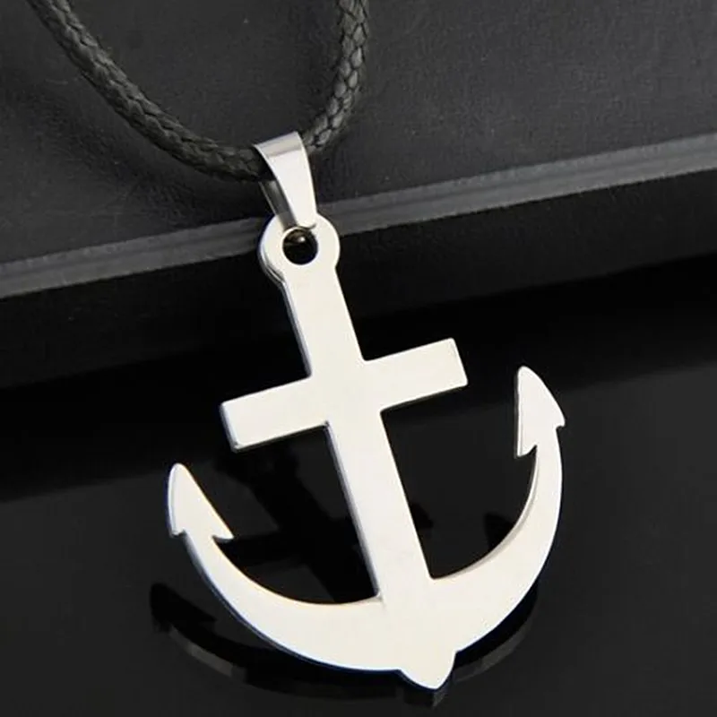 1PC Sailor Style Stainless Steel Rudder Anchor Pendant Necklace Unisex Couple Party Favor Jewelry