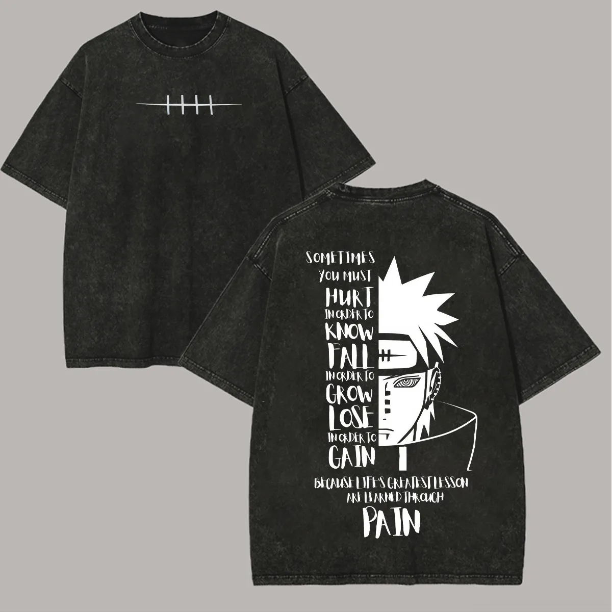 Sasuke Itachi T Shirt Naruto Men Acid Wash Back Print Brothers Bond Anime Graphic Cotton Streetwear Vintage Bootleg Tee