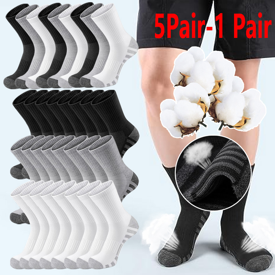 5/1 Pairs Men's Outdoor Gym Socks High Quality Comfortable Soft Ground-Gripping Football Large Size New Style