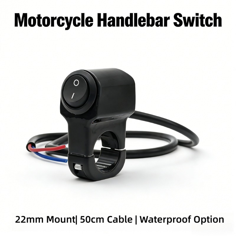 22cm 7/8in Aluminum Alloy Motorcycle Handlebar Headlight Switch Three-position Waterproof 12V Fog Spotlight Retro