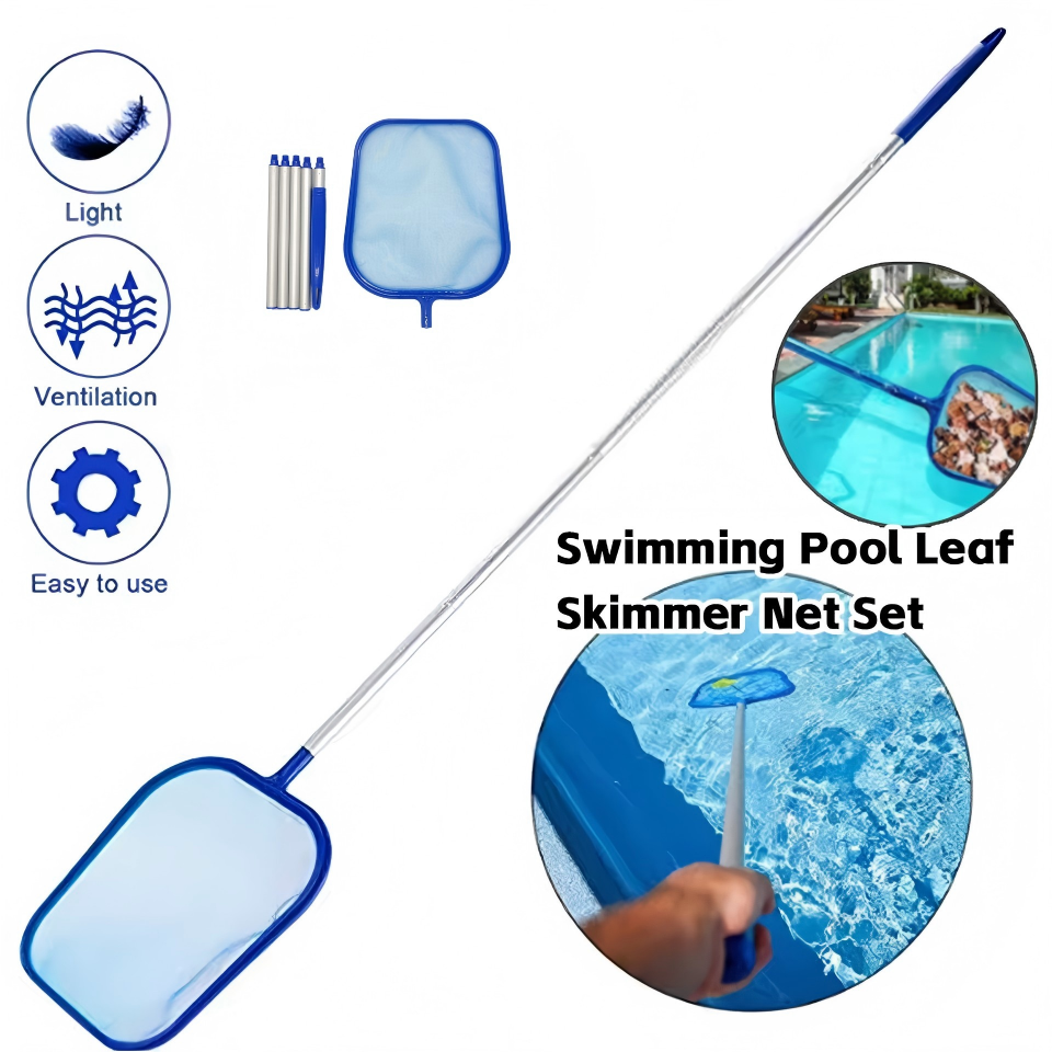 Pool Skimmer Net with 64" 5-Section Aluminum Pole Leaf Cleaning Tool for Swimming Pools Spas Hot Tubs Fountains