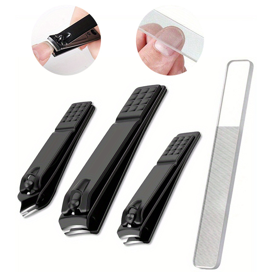 1/3/4pcs Nail Clippers Stainless Steel, Sharp Edge Fingernail And Toenail Clipper Cutter, Nail File, Thick Nail Trimmer, Stainle