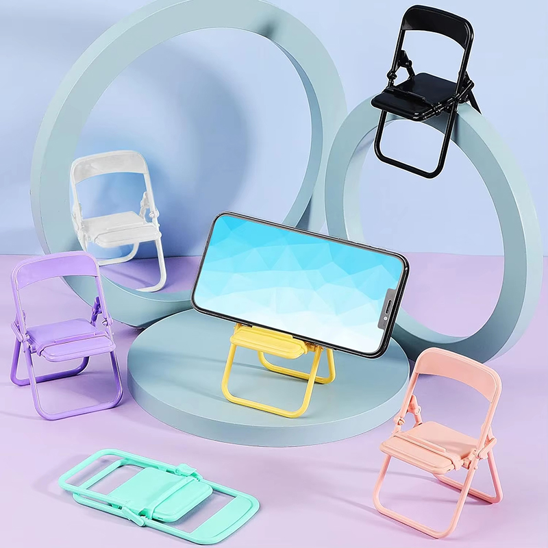 Universal Cute Sweet Colored Chair Mobile Phone Stands Desktop Decorations Lazy Folding Portable Flat Brackets For iPhone