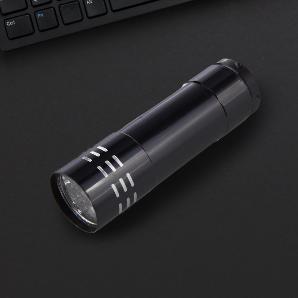 9 LED Mini Ultraviolet Torch 50LM 395nm Handheld Ultraviolet Detector Waterproof Portable for Fluorescent Agent/ Currency Test