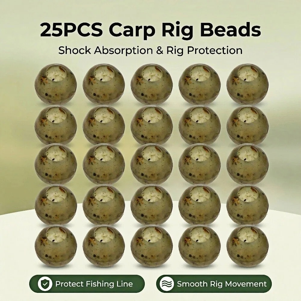 Hirisi 20pcs Carp Fishing Shock Beads Green Soft Rig Beads Fishing Terminal Tackle AG138 Fishing Accessories
