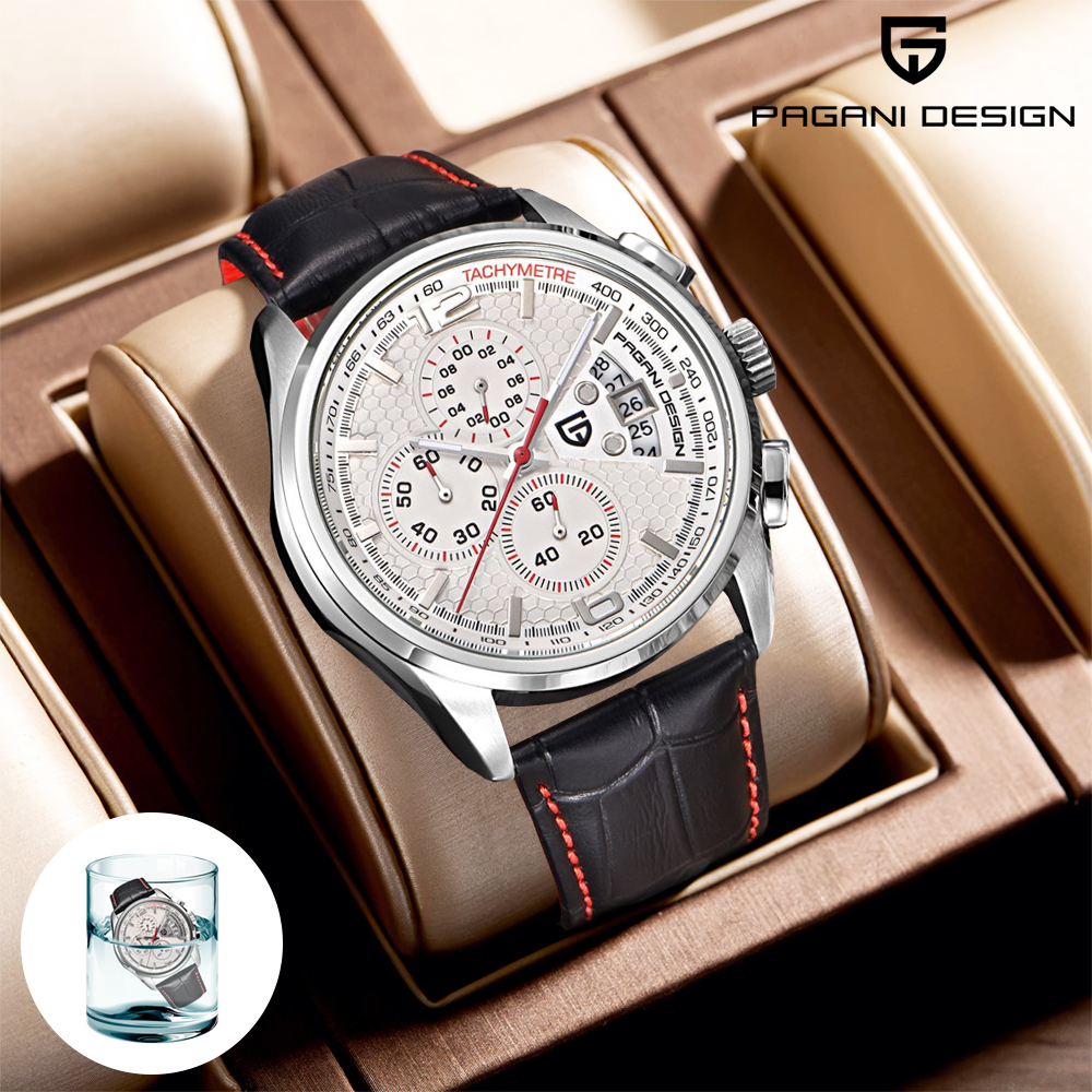 PAGANI DESIGN New Fashion Quartz Watch Waterproof Sports Retro Leather Multi functional Timing Code Watches for Man
