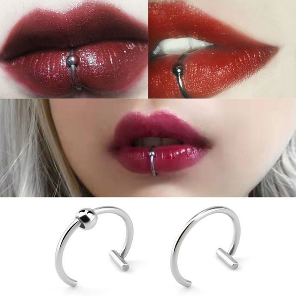 1PC Stainless Steel Fake Nose Ring Fashion Non-Pierced Hip Hop Fake Nose Piercing C Clip Lip Ring