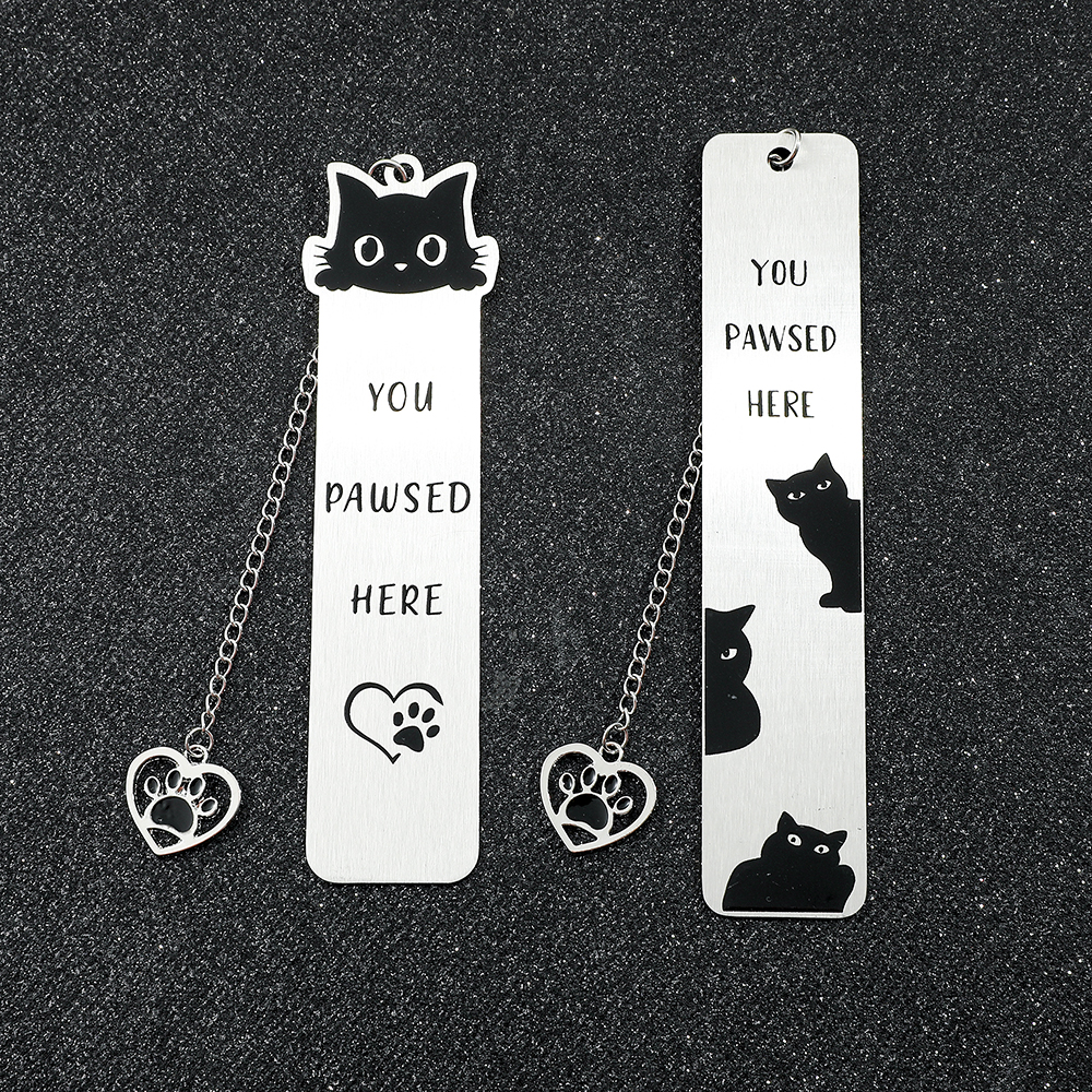 1pc Cute Pet Cat Stainless Steel Bookmark, Reading Marker Stationery, , Metal Bookmarks for Book Lovers for Men Women