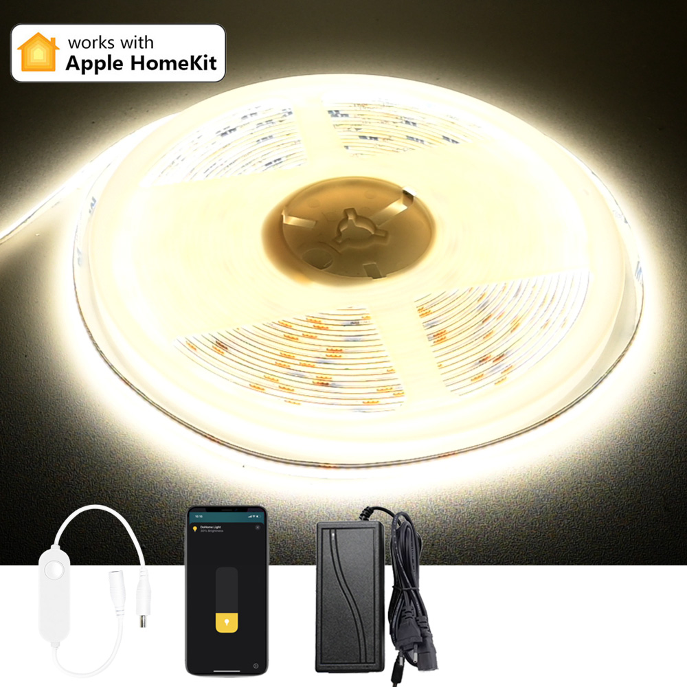 5m 10m Homekit WiFi COB LED Strip Super Bright 24V Warm White Natural Dimmable Flexible Ceiling Room Kitchen Cabinet Lighting