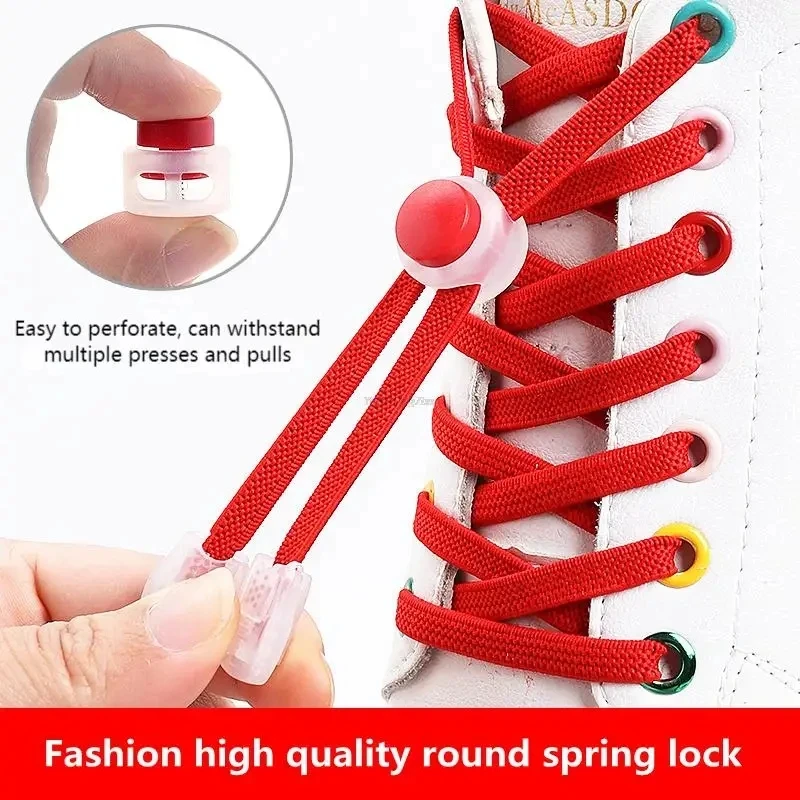 1 Pair No Tie Spring Buckle Quick Lock Laces of Colorful Elastic Sneaker Laces Men's and Women's Loafer Laces Shoe Accessories