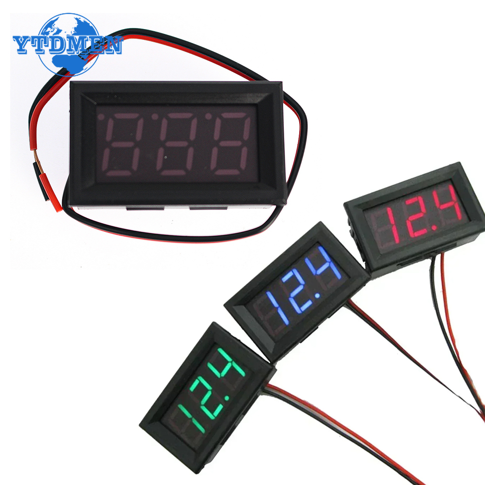 LED Digital Voltmeter 0.56 Inch Digital Voltmeter 0V-30V, 4.5V-30V LED Display Volt Voltage Meter Mini Tester Red/Blue/Green