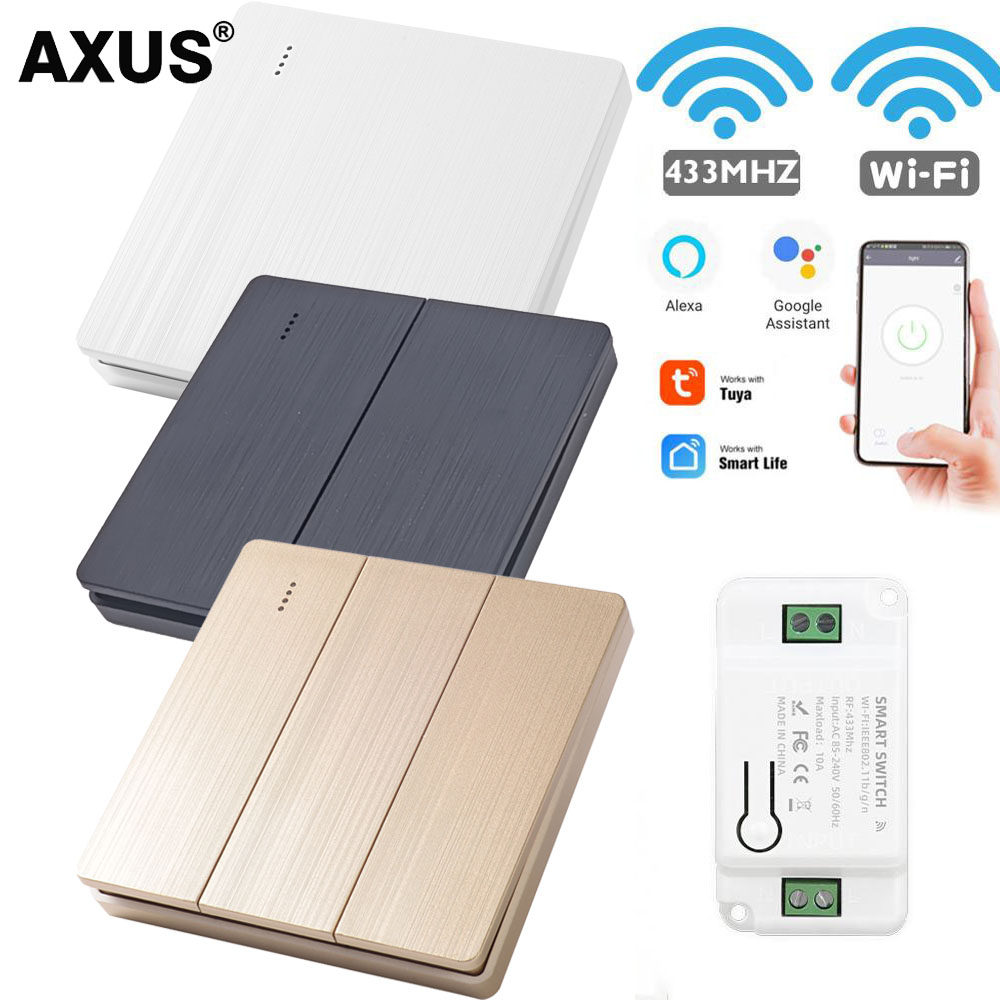 Tuya WiFi Smart Light Switch Smart Home Wireless RF 433mhz Push Button Wall Switch Via Alexa Home Alice Smart Life App lightify