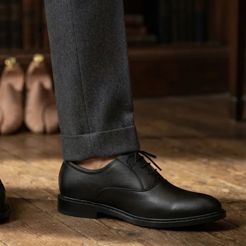 Black Lace Up Formal Shoes for Men Classic Office Dress Shoes Elegant Footwear