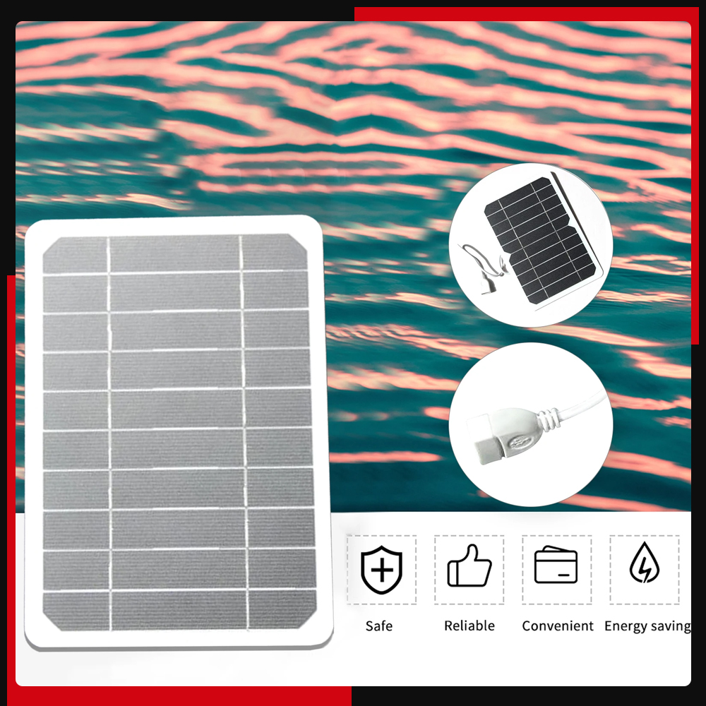 2W/5W 5V Small Solar Panel with USB DIY Monocrystalline Silicon Solar Cell Waterproof Camping Portable Power Solar Pane