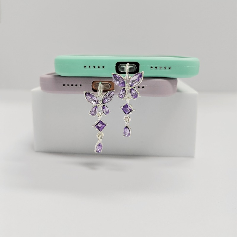 Elegant Diamond Owl Dust Plug Type C Charging Port For iPhone Phone Accessories Decoration Hanging Pendant For AirPods