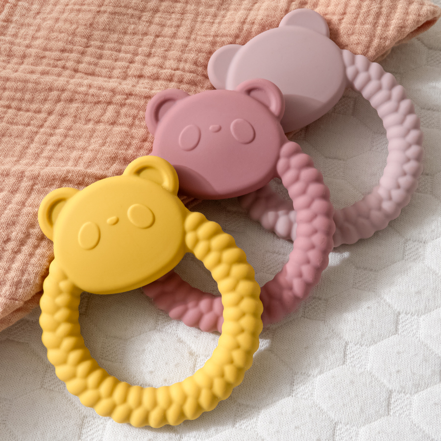 1PC Silicone Teether Baby Cartoon Bear Teether Toy Kids Teether Ring BPA Free Silicone Infant Goods Kid Teething Toy