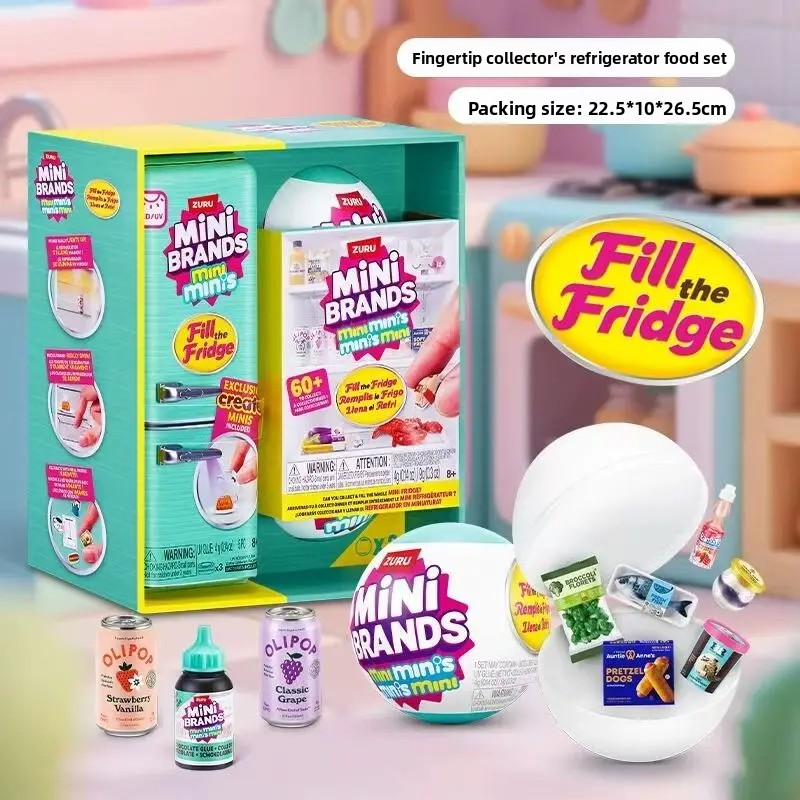 Zuru Mini Brands Mini Minis Fill The Fridge Collectible Blind Box Toys Genuine in Stock Mini Refrigerator Theme Birthday