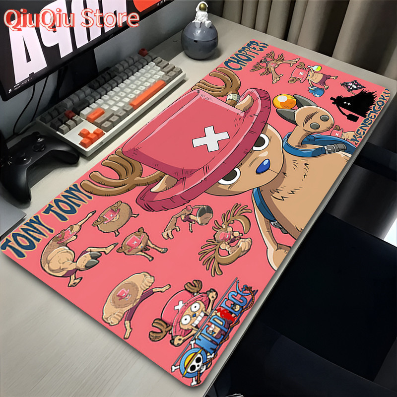 Anime O-One Piece Tony Chopper Large Gaming Mousepad XXL Gamer Mouse Pad Office Table Mat Kawaii Desk Mat PC Pink Keyboard Rug