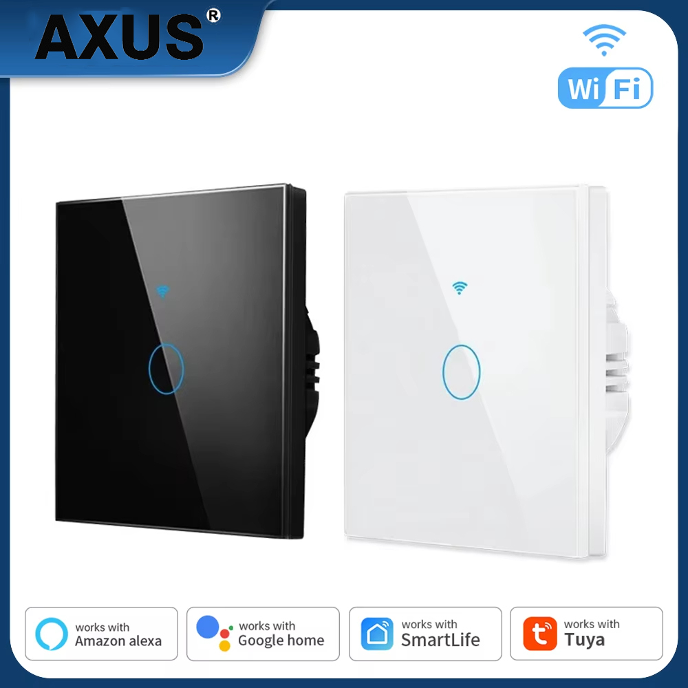 Work With Tuya WIFI Smart RF433 Wall Galss Panel Switch EU 1/2/3/4 Gang Smart life App Voice Control Alexa Home