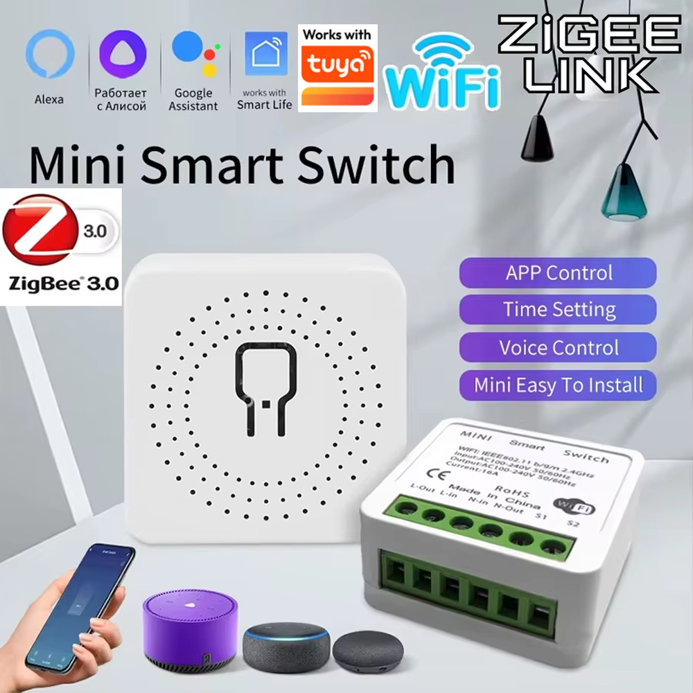 Tuya ZigBee Smart Switch WiFi Breaker Relay 16A 220V 110V 2-Way Control Smart Life APP Control Works with Alexa Home