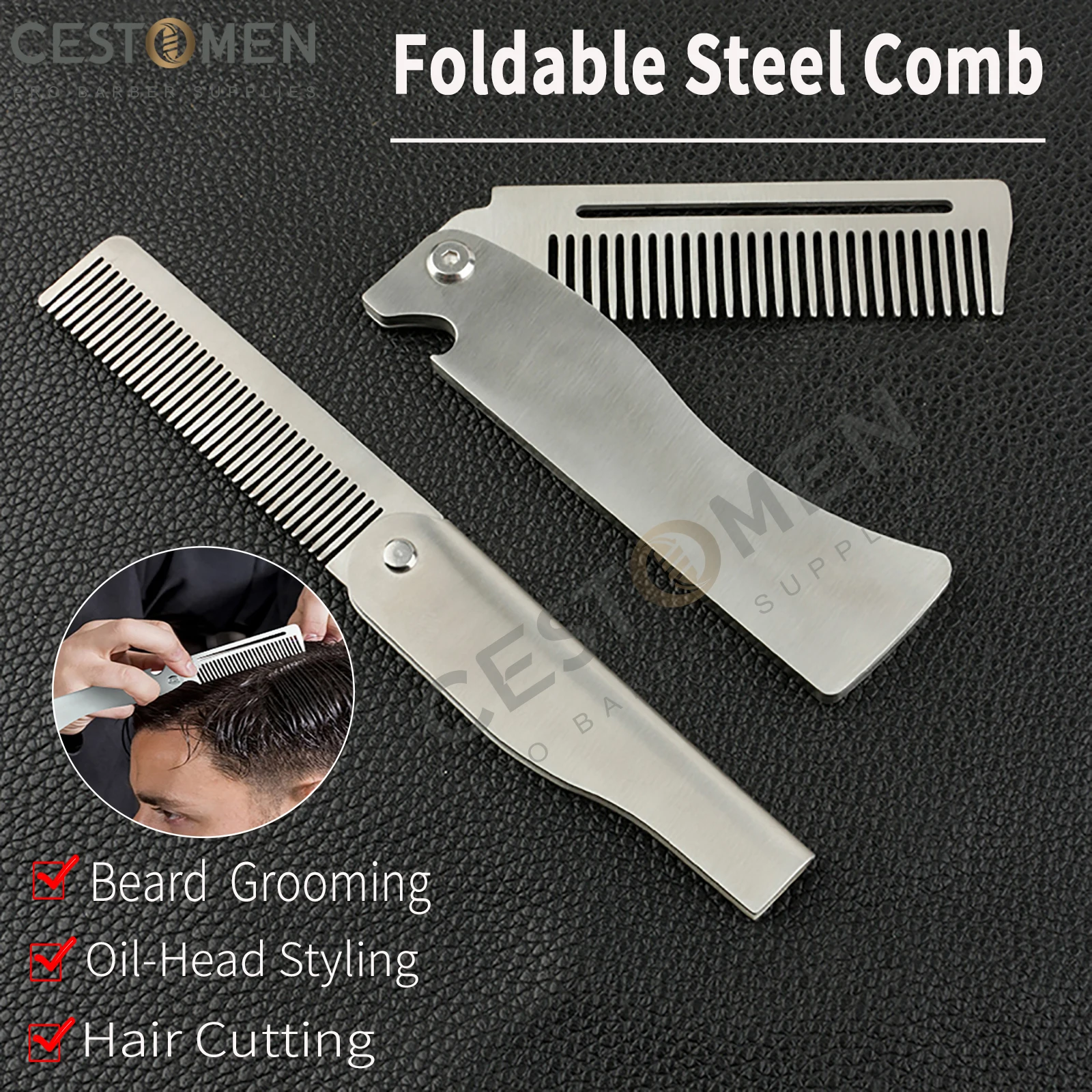 Salon 2 in1 Folding Comb Portable Plastic Pocket Comb Barber Men Oil Head Beard Hairbrush Salon Household Styling Tools Supplies