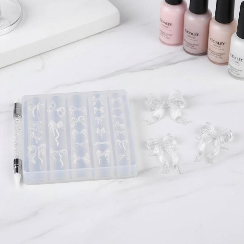 2Pcs Relief Flowers Nail Carving Mold 3D Clear Silicone Mold Flowers Petals Making For Nail Art Accessories Tools