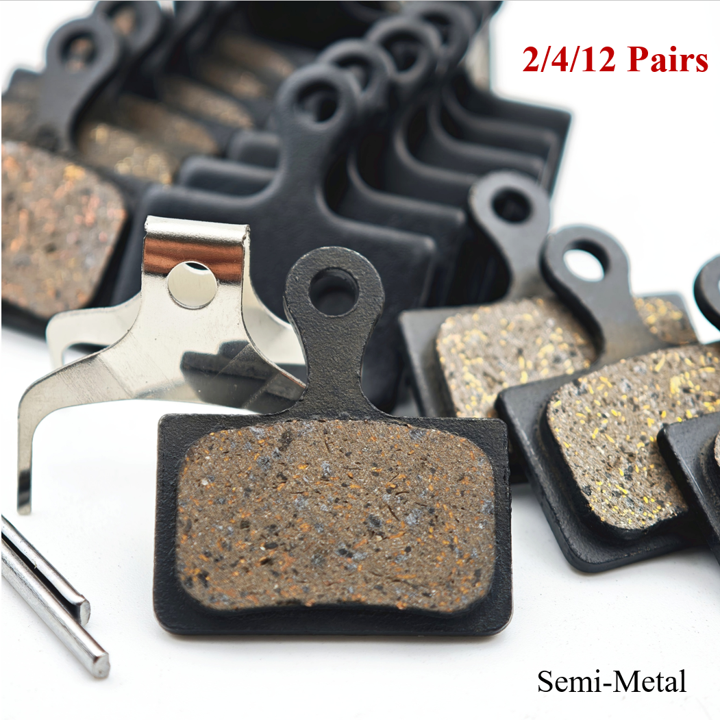 2/4/12Pairs Road Bike Semi-Metal Disc Brake Pads For Shimano XTR M9100, DEORE XT M8110, DURA-ACE R9150, ULTEGRA R8050, 105 R7000