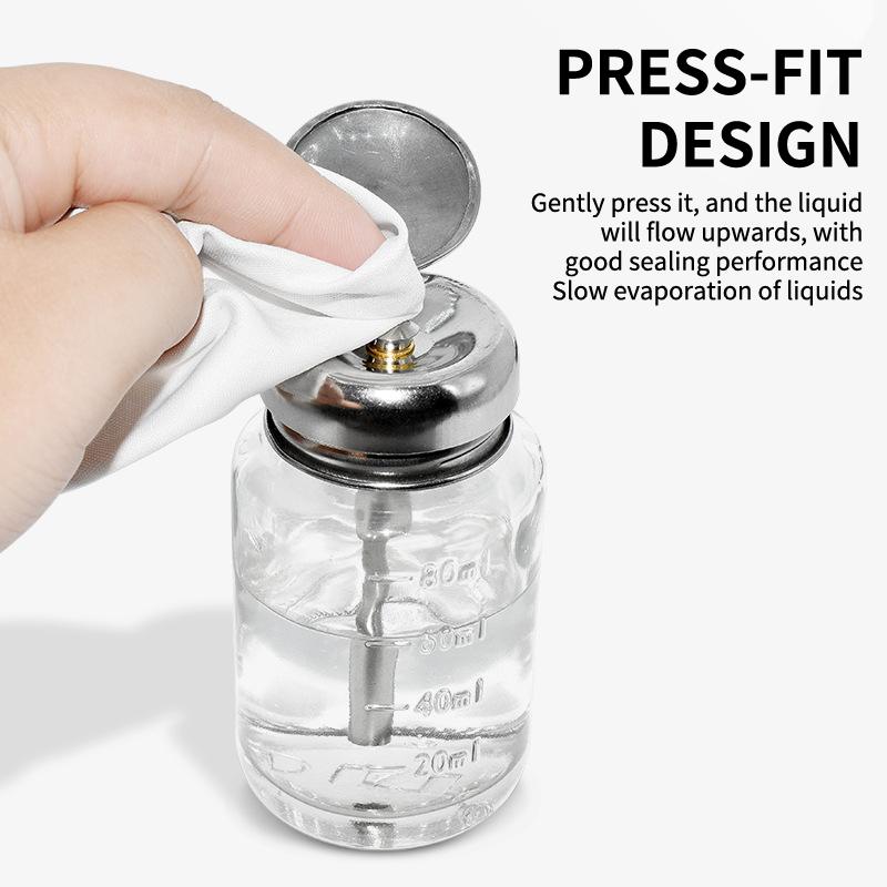 Refillable Glass Nail Storage Bottles with Press Pump for Nail Art Polish Remover Cleaner Empty Liquid Dispenser