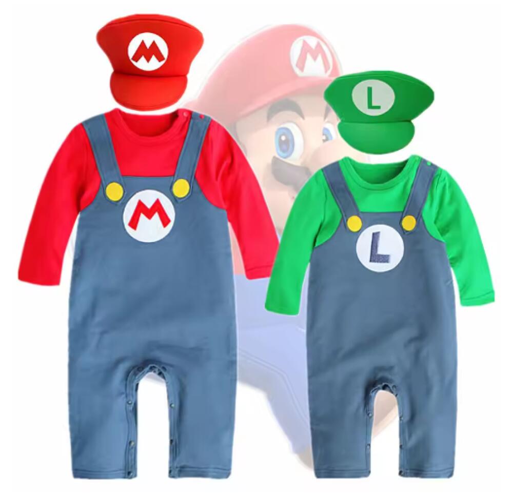 Toddler Mar Costume Animation Game Louis Brothers Jumpsuit Halloween Cotton Harness Crawl Clothes Baby Cosplay Suit