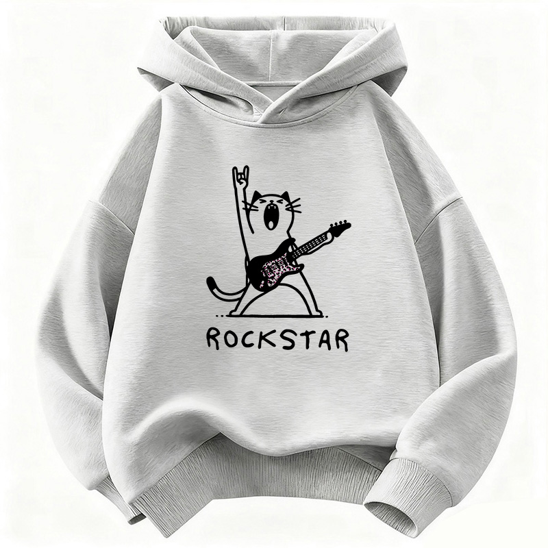 Hip Hop Music Cat Design Hoodie Kids Cat Fashion Children's Sweatshirt Hoody for Boys Girls Casual Hoodies Y2k Clothes