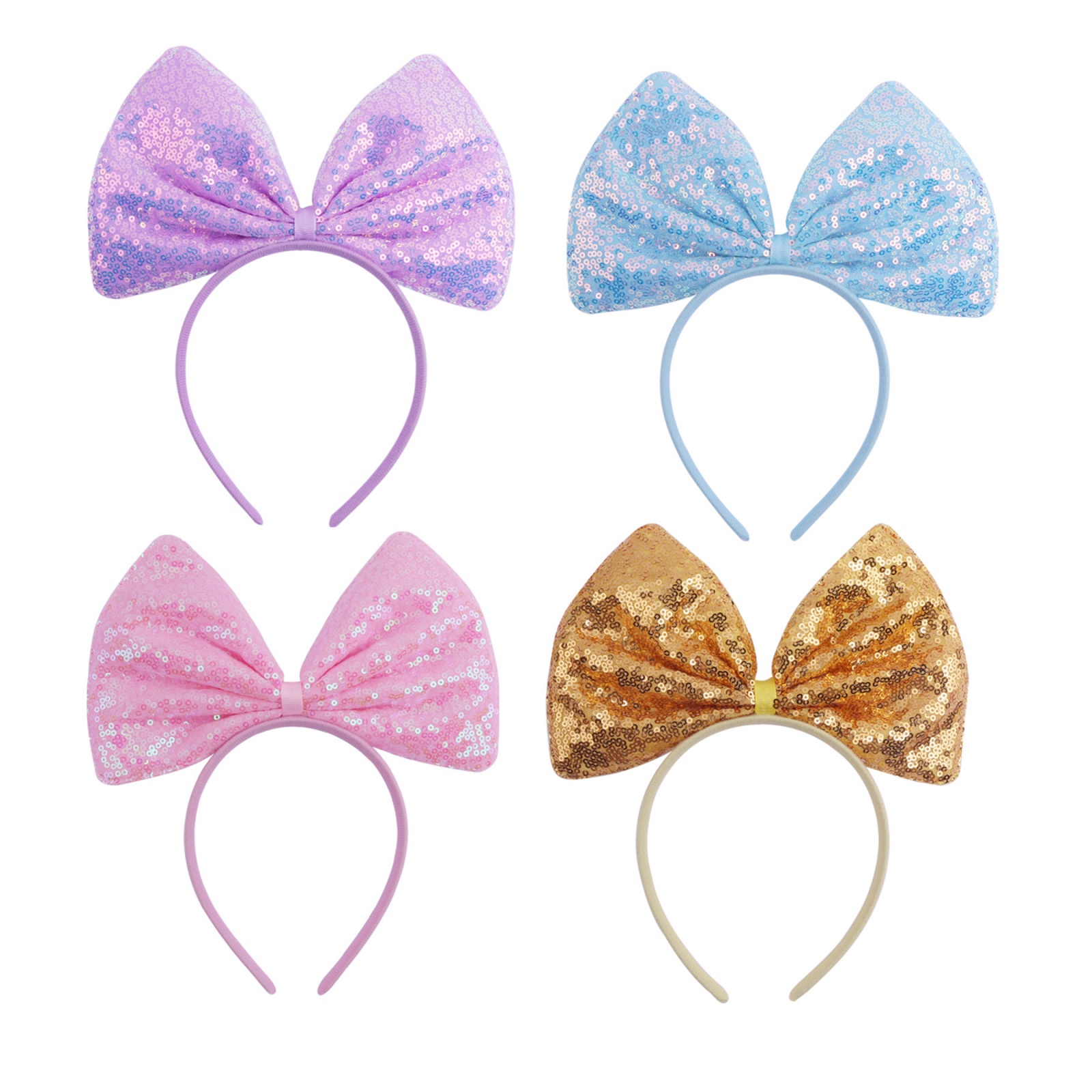1PC Equin Bow Headbands Set, 6 Pcs Colorful Sparkly Hairbands, Cute Head Accessories for Girls, Perfect for Parties & Dress - Up