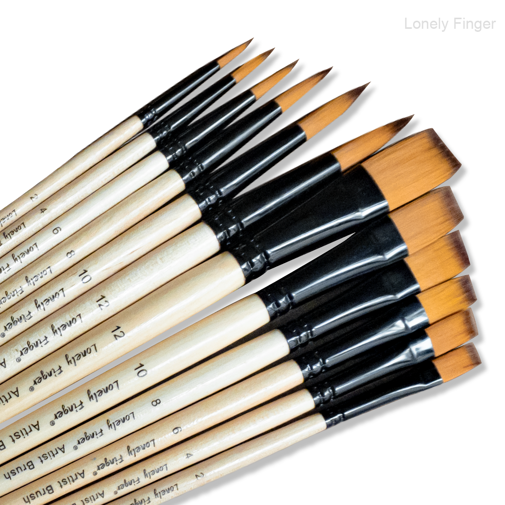 6/12pcs Paint Brushes Set Soft Nylon Flat Round Pointed Tip Acrylic Paint Brushes for Watercolor Oil Acrylic Painting