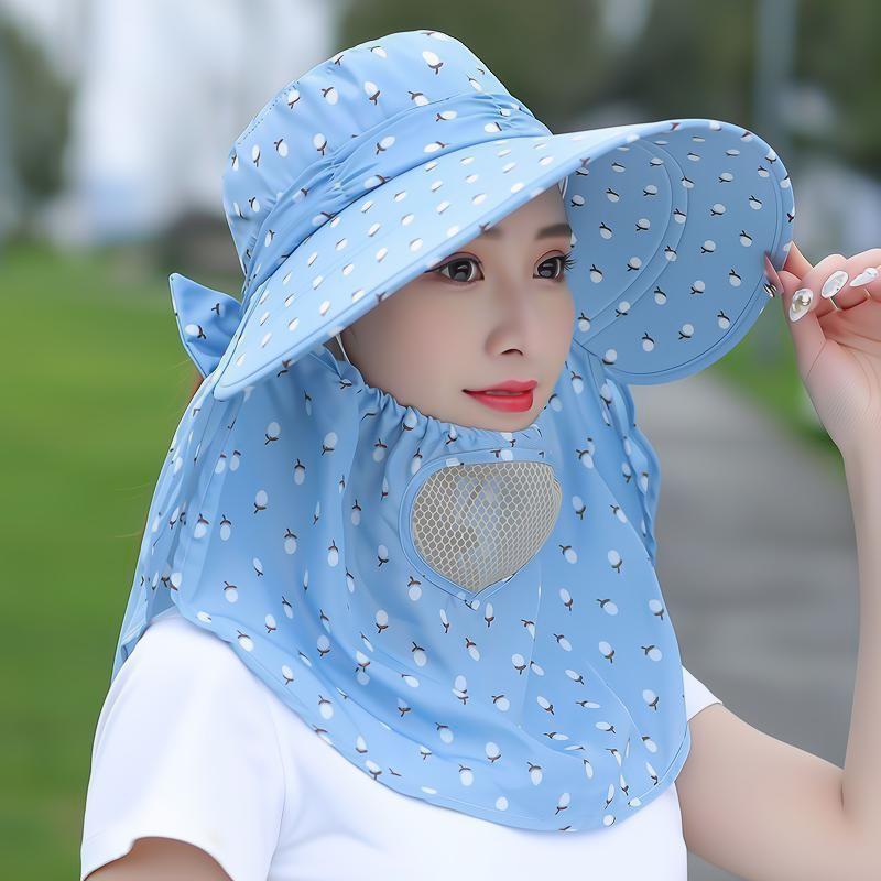 1PC Ladies' Sun Hat, Integrated Mask Hat, Large Brim, Outdoor Fisherman Hat, with Breathable Mesh,suitable for Spring and Summer
